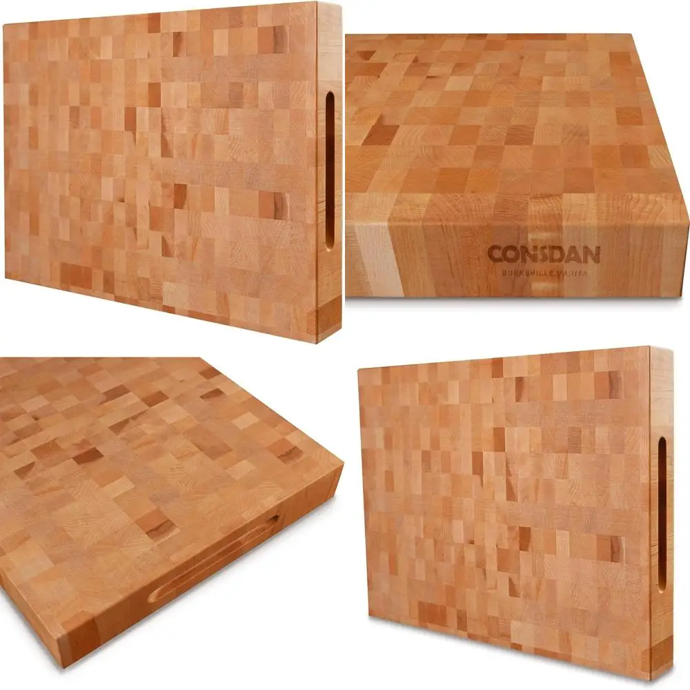 

20x15 USA Maple Butcher Block, End Grain Design, Hidden Handle, Pre-oiled for Kitchen Use