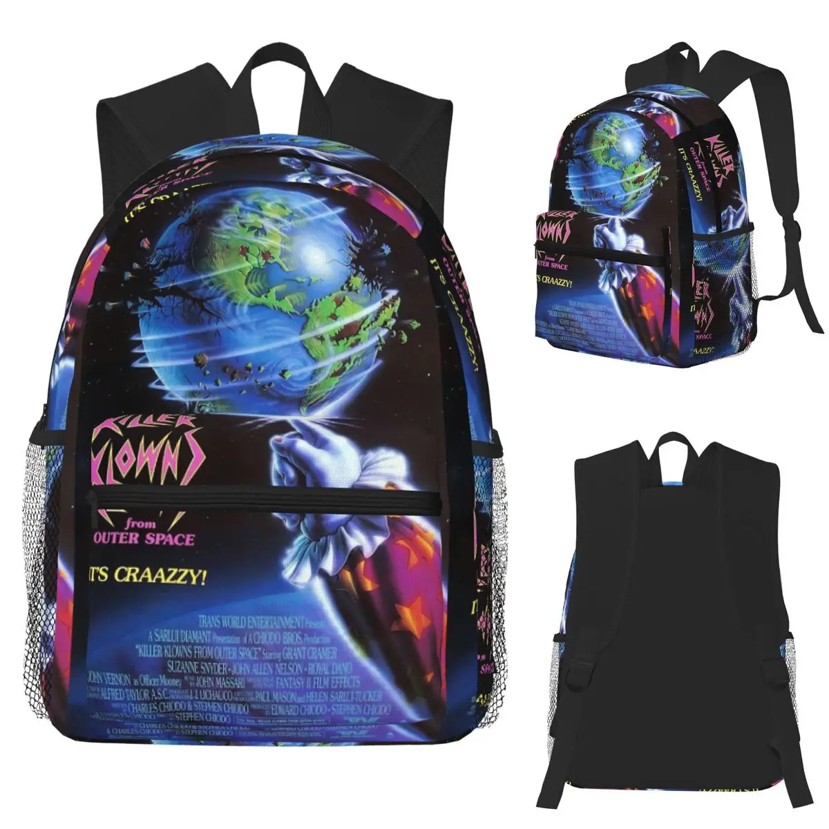 حقيبة ظهر Killer Klowns From Outer Space حقيبة مدرسية للمشي لمسافات طويلة والسفر حقيبة نهارية للرجال والنساء وحقائب الكتف