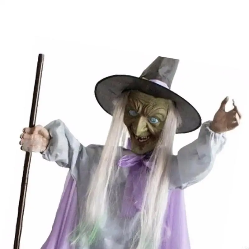 Halloween Hovering Witch Sculpture with Sound Touch Activated Jaw Movements Gift