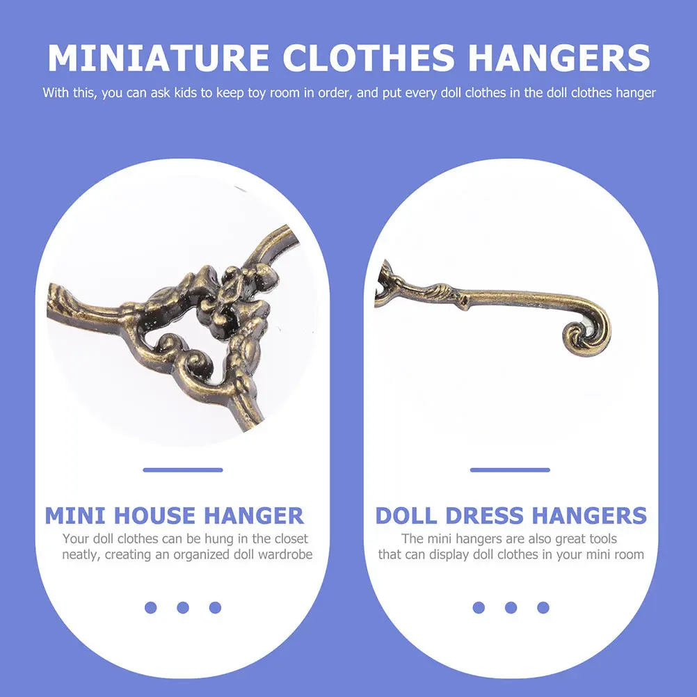 

15Pcs Vintage Style Mini Hangers High-Grade Metal Dollhouse Clothes Racks Neat Display Hangers for Miniature Home Decor and Tiny