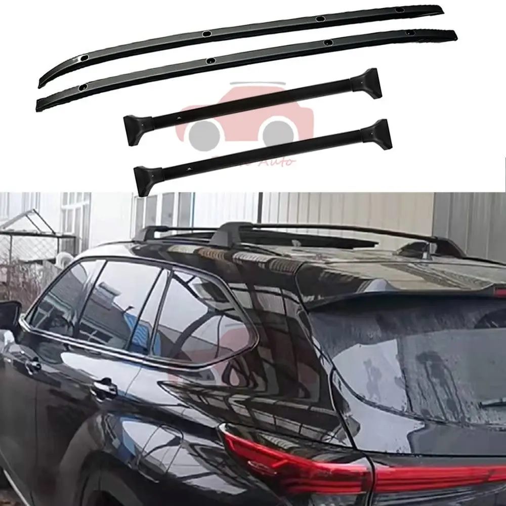 FANTE 4PCS Roof Rail Racks Cross Bars Kit Fits for Toyota Highlander Kluger 2020-2022 Cargo Crossbars Luggage Carrier Black