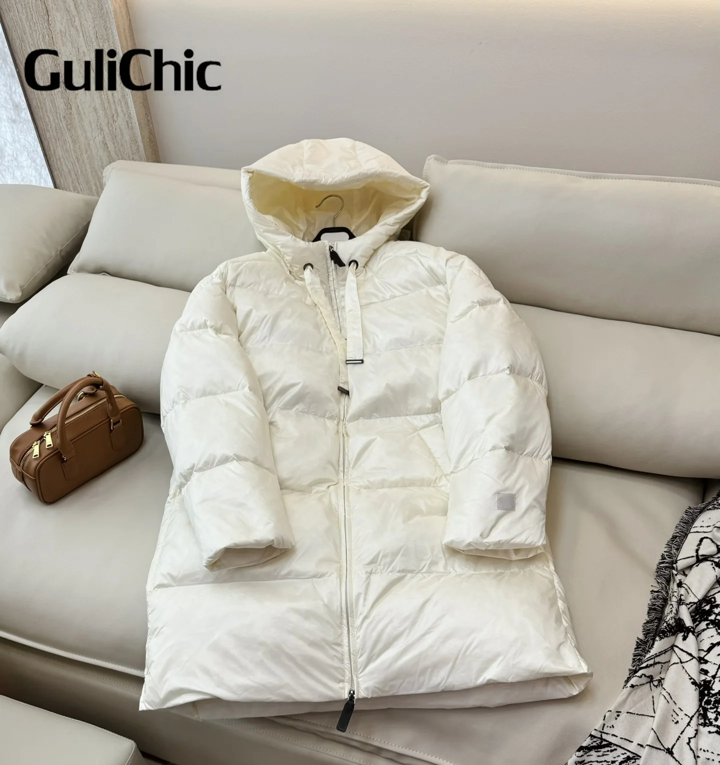 GuliChic-Chaqueta larga de manga larga con capucha para mujer, abrigo grueso con cremallera para mantener el calor, a la moda, 9,11