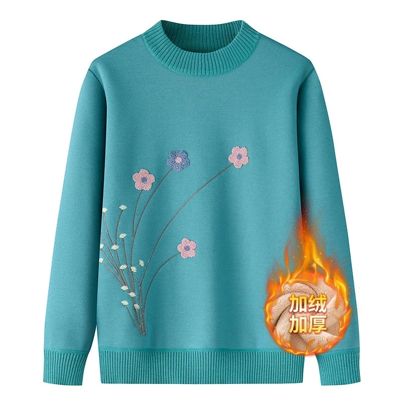 New Autumn Winter Knitted Sweater Female Pullover Women Basic Bottoming Sweater Warm Tops Middle-aged Elderly Mother Clothes