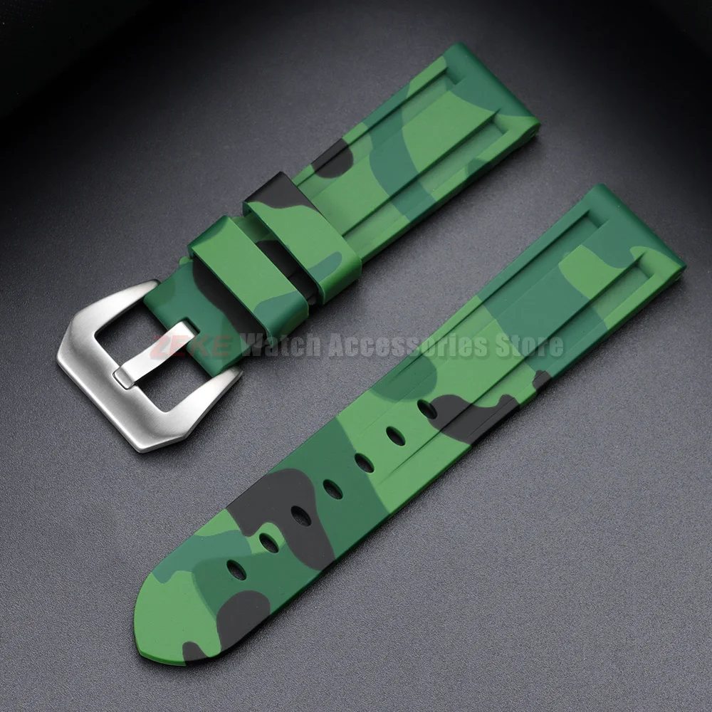 Sportliche 20mm 22mm 24mm 26mm Silikon-Uhrenarmbänder Weiche Komfortable Gummi-Uhrenarmbänder für Panerai Blaue Schwarze Armbänder Zubehör – Detail 13