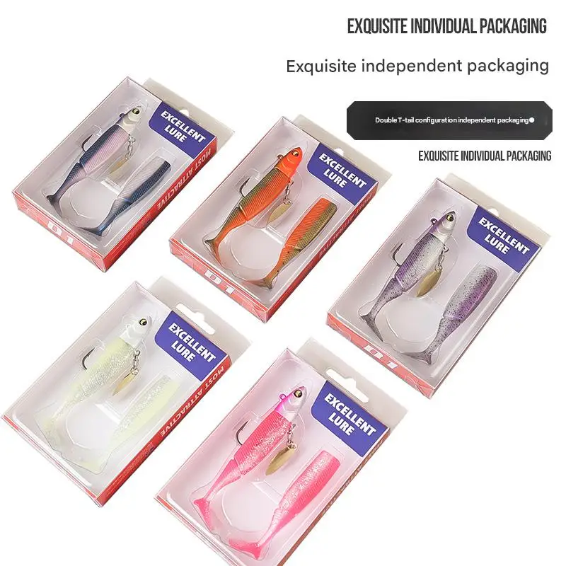 バイオニックベイト 海釣り用餌 暗闇で光るTテール鉛ソフトベイトセット 9.5cm20g シングルフック シミュレーションベイト