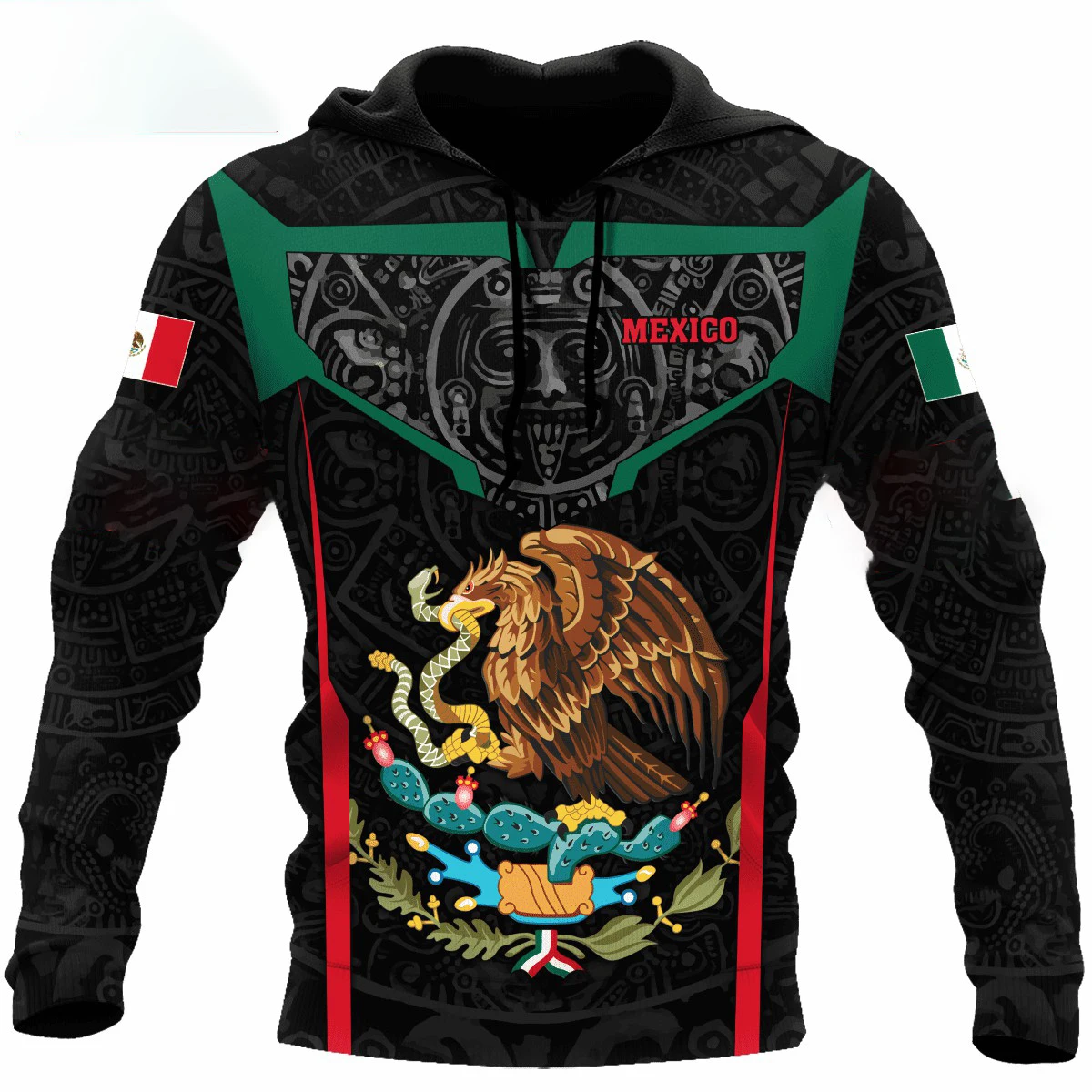 

New Mexican Hoodies Men's Hoodie 3D Print Mexico Flag Tops Autumn Long Sleeve Streetwear Designer Hooded Hoodie For Men Clothing