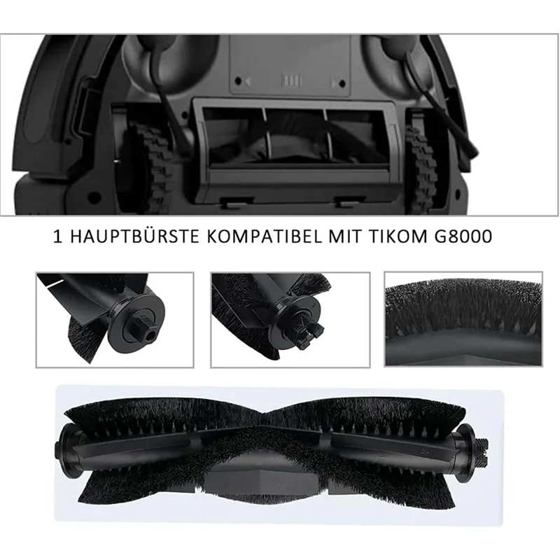 قطع غيار لروبوت المكنسة الكهربائية Tikom G8000/G8000 Pro، مناديل مرشحات الفرشاة الجانبية للفرشاة الرئيسية