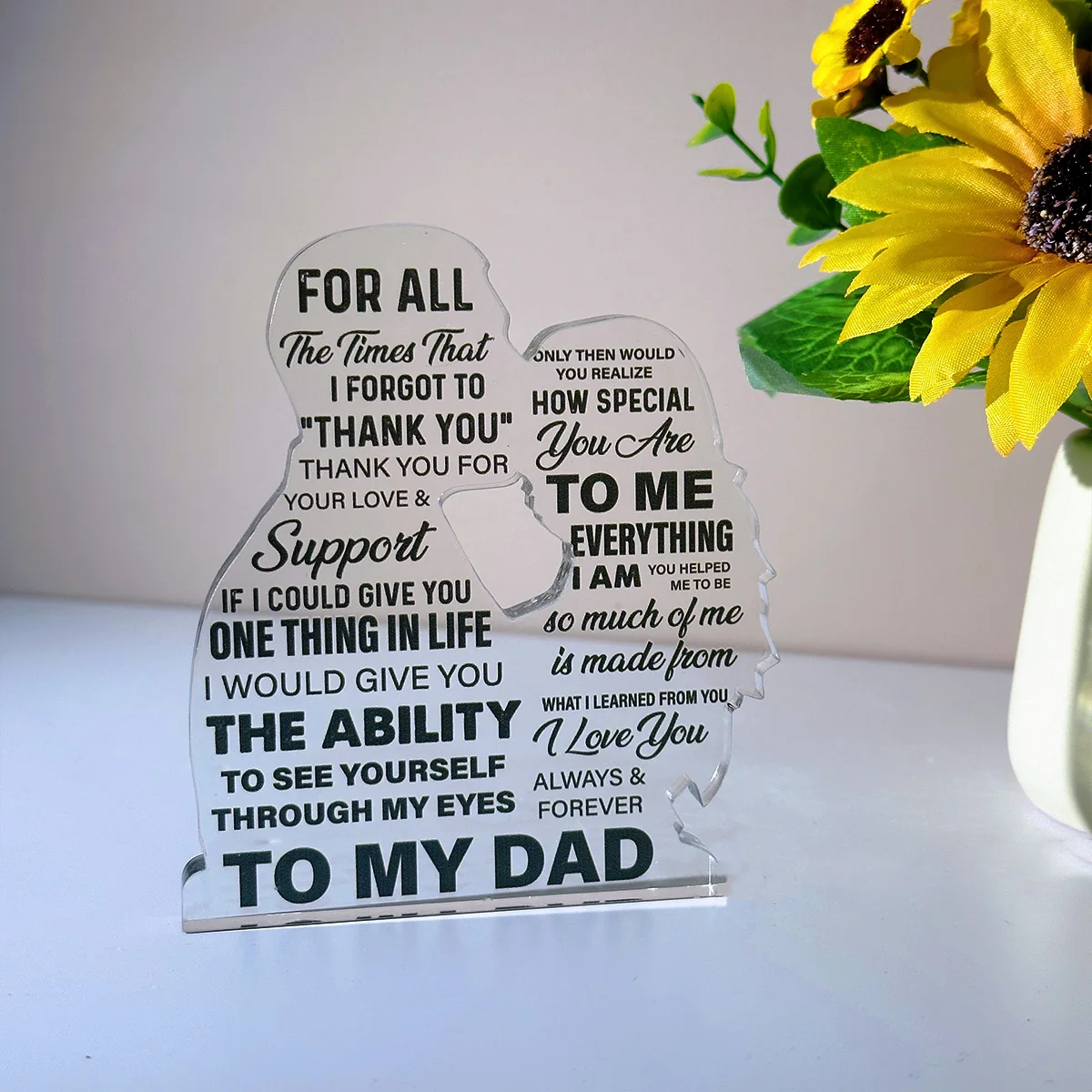 1Pc Father's Day Thanksgiving Acrylic Gifts Gifts for Dad Artwork Thank You Father Gifts Home Decorations