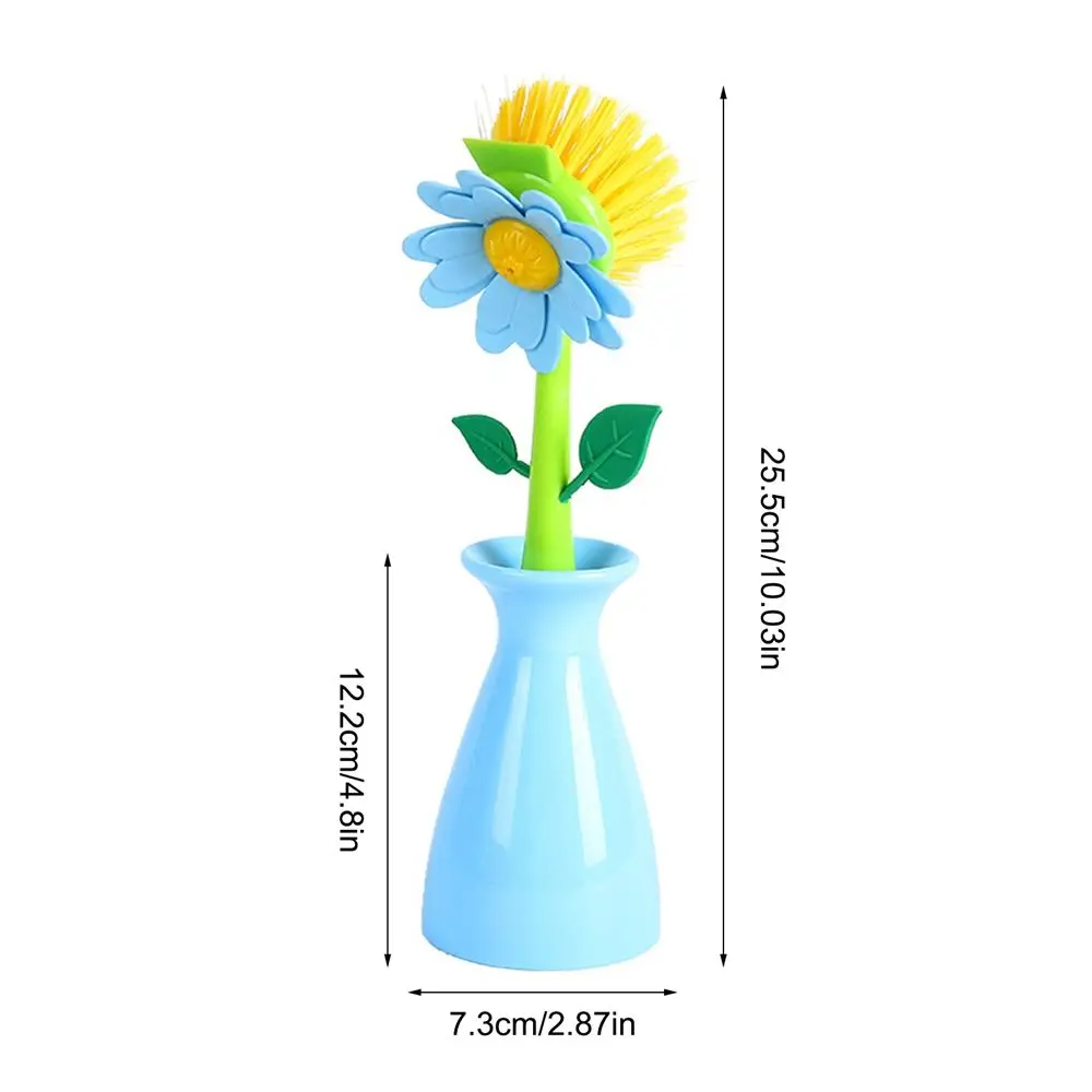 Creative Flower Shaped Stove Cleaning Brush Removable Handle Brush Bottle Bowl Dish Pot Cleaner Kitchen Accessories