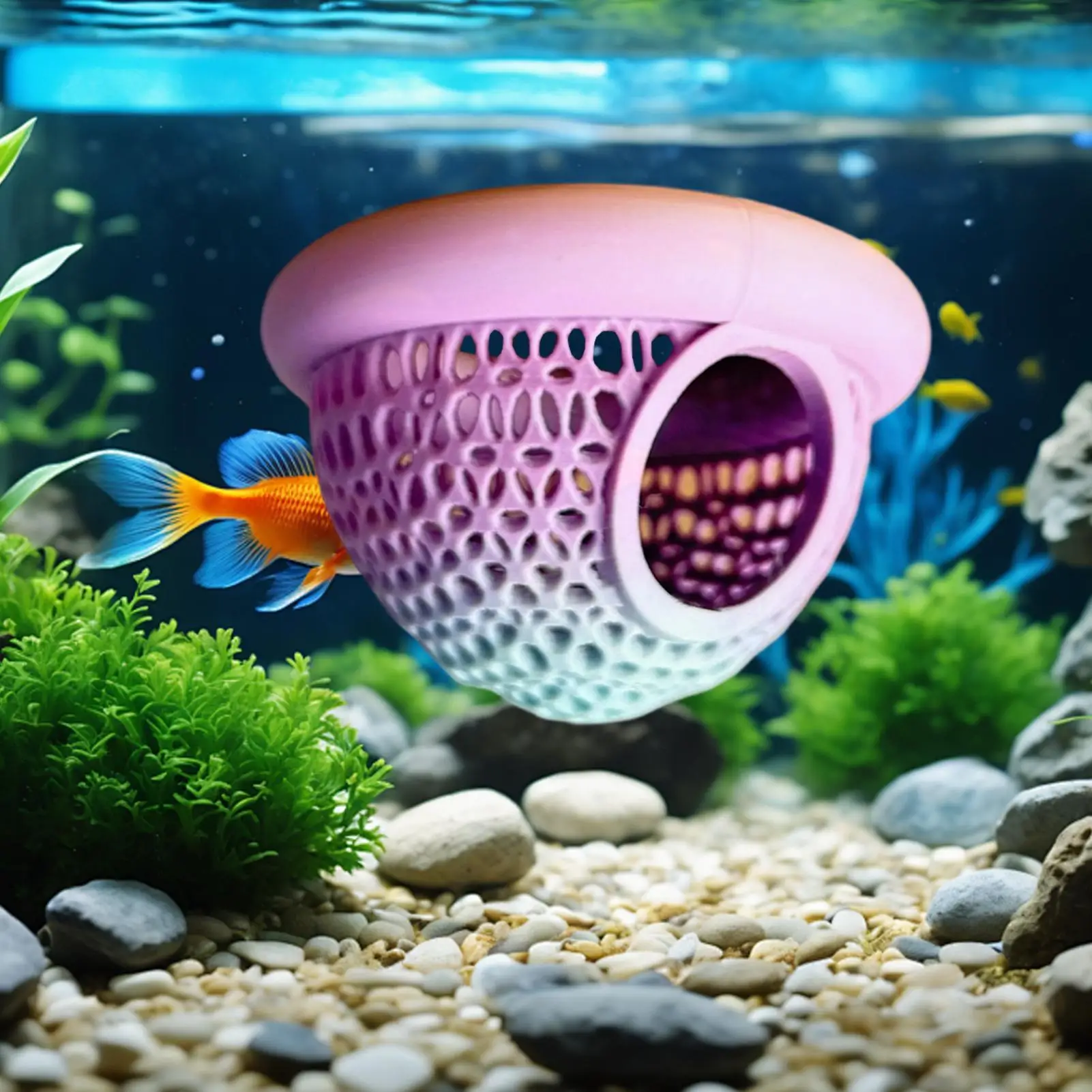 Floating Betta Hides Aquarium Floating Shrimp Resting Cave Fish Tank Decoration Cave for Freshwater Home Indoor Terrarium