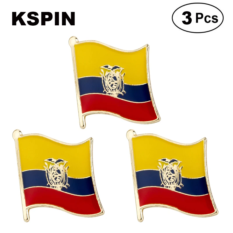 3pcs a lot Ecuador Flag Lapel Pins Badges Brooches