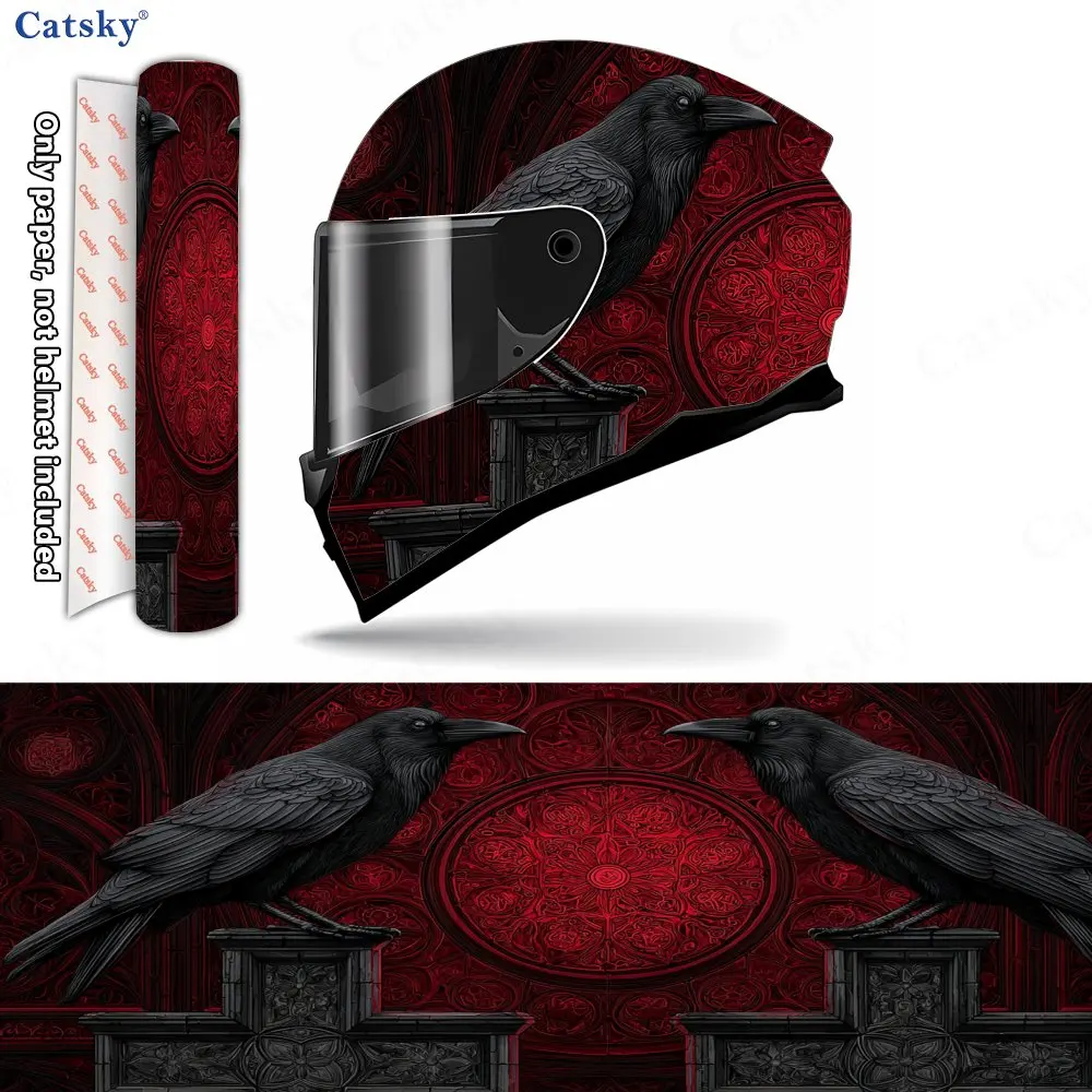 Solemn Grave Crows Pattern Helmet stickers , PVC Material Multifunctional Helmet Stickers, Scratch-Resistant & Fade-Proof, Easy