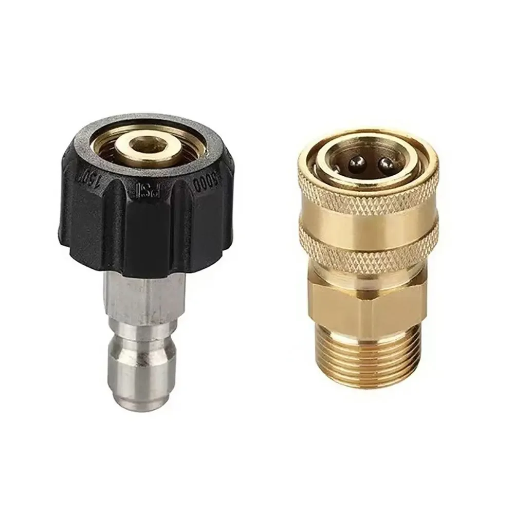 Hochdruckreiniger-Adapter-Set M22-14mm/15mm auf 1/4 Zoll, Schnellverschluss-Drehkupplungen, Schnellkupplungs-Set für Hochdruck-Sprühgeräte – Detail 3