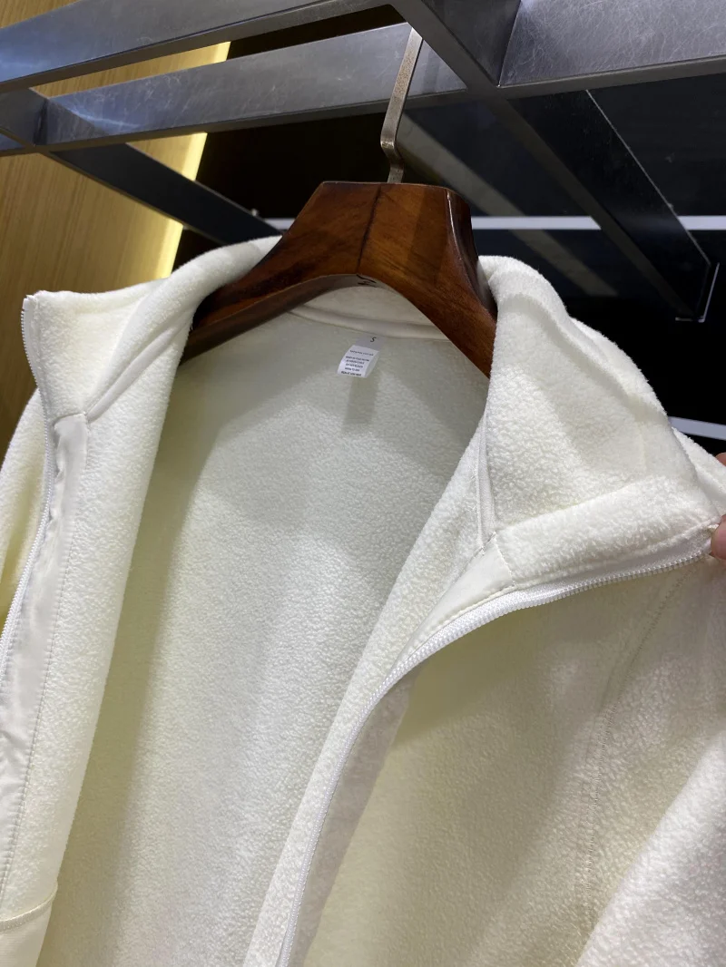 Mujer Casual Suelto Cálido Fce Jaet Cremallera Decoración Largo Sve Térmico Stand Collar Interior Agradable para la Piel