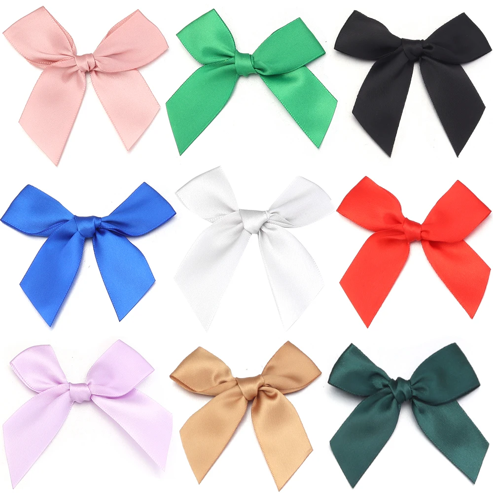 

20/60Pcs 8*8cm Fresh Pink Ribbon Bows Small Size Satin Ribbon Bow Flower Craft Decoration Handwork DIY Party Wedding Decoration