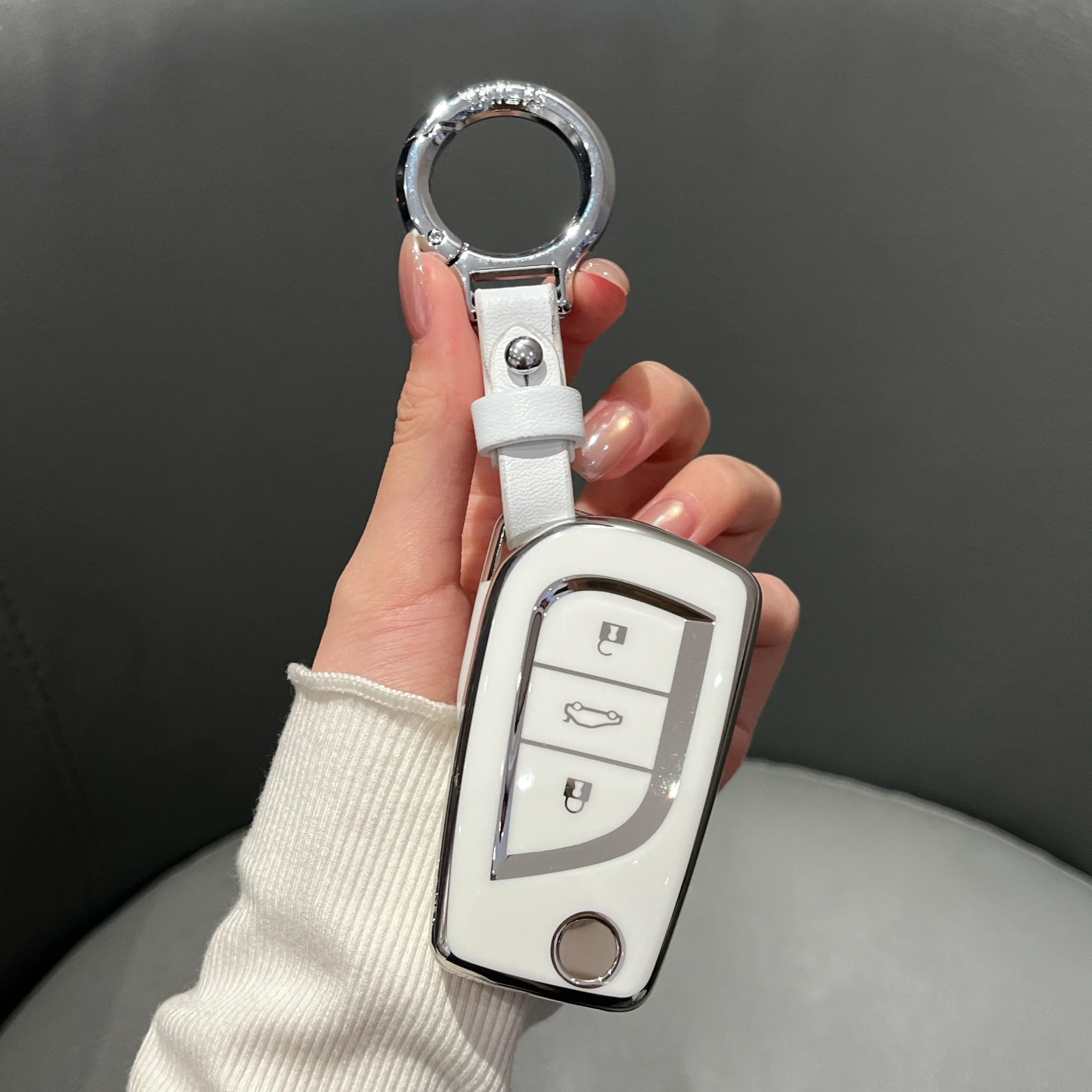 TPU Autoschlüssel-Hülle für Toyota Klappschlüssel Corolla Camry Levin Reiz Highlander RAV4 Rongfang Fernbedienungs-Schlüsselschutz – Detail 4