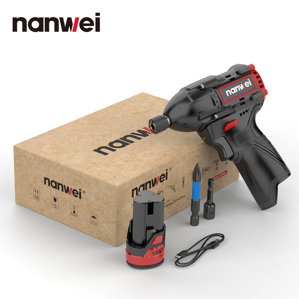 Nanwei Brushless Lithium Impact Driver Mini 12V Home Electric Screwdriver Electric Drill Charging Screwdriver Electric Driver