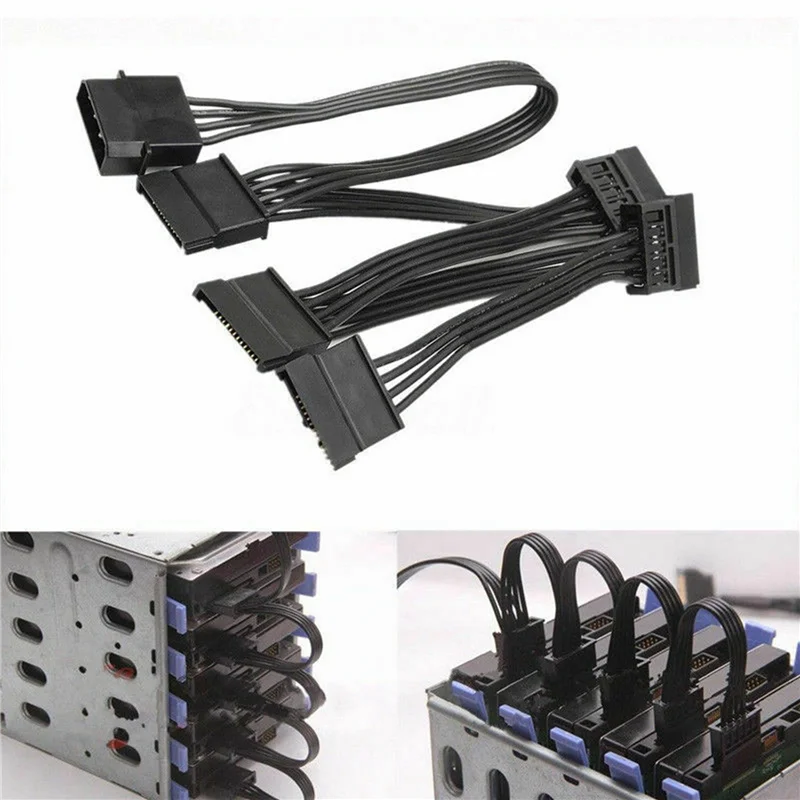 

20X 4Pin IDE To 5-Port Power Supply Cable 4Pin Molex To Multi SATA Port 18AWG Wire Power Cord For Hard Drive HDD SSD PC