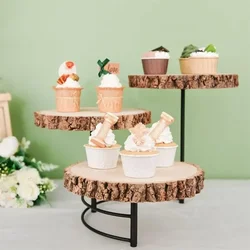 3 Tier Wooden Cake Stand Tray Serving Platter Reusable Dessert Fruit Snack Cake Flowerpot Display Shelf Wedding Party Decoration