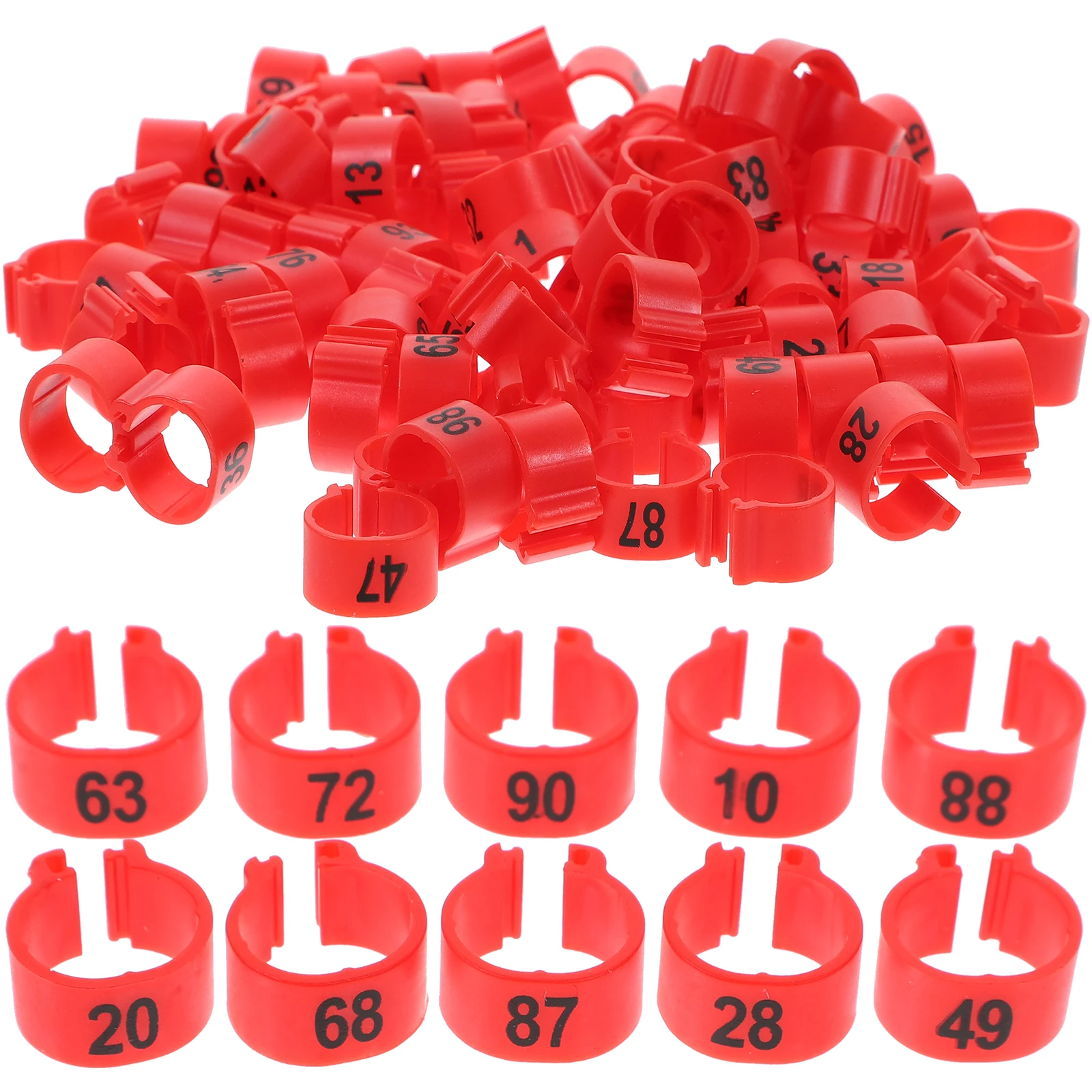 

100 Pcs Pigeon Foot Ring Bird Leg Bands Poultry Rings for Racing Plastic Chicken Numbered Cockatiel