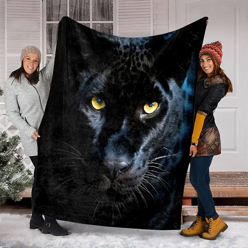 

Soft Black Panther Flannel Blanket, All-Season Outdoor & Indoor Nap Throw, Cozy for Patio, Bed or Baby Use
