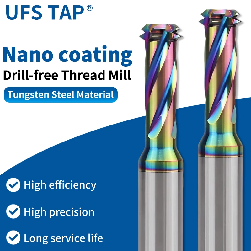 

UFS TAP 1PCS CNC 60 ° Фрезы для нарезания резьбы по алюминию без прокола, композитные, M1.6, M2, M2.5, M3, M4, M5, M6, M8, M10, M12