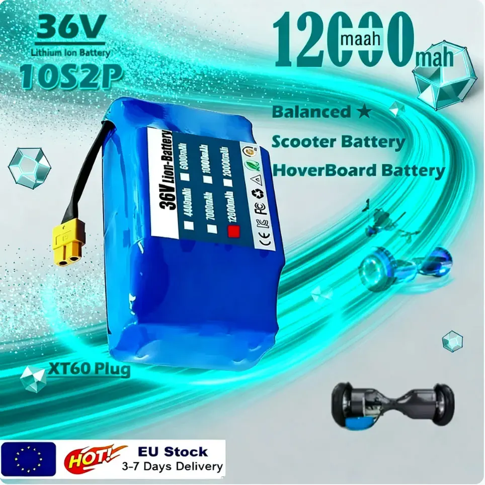 Batterie rechargeable au lithium 36V 4400mAh 10s2p, nouvelle version améliorée, idéale pour scooter électrique, hoverboard, monocycle. 🏂