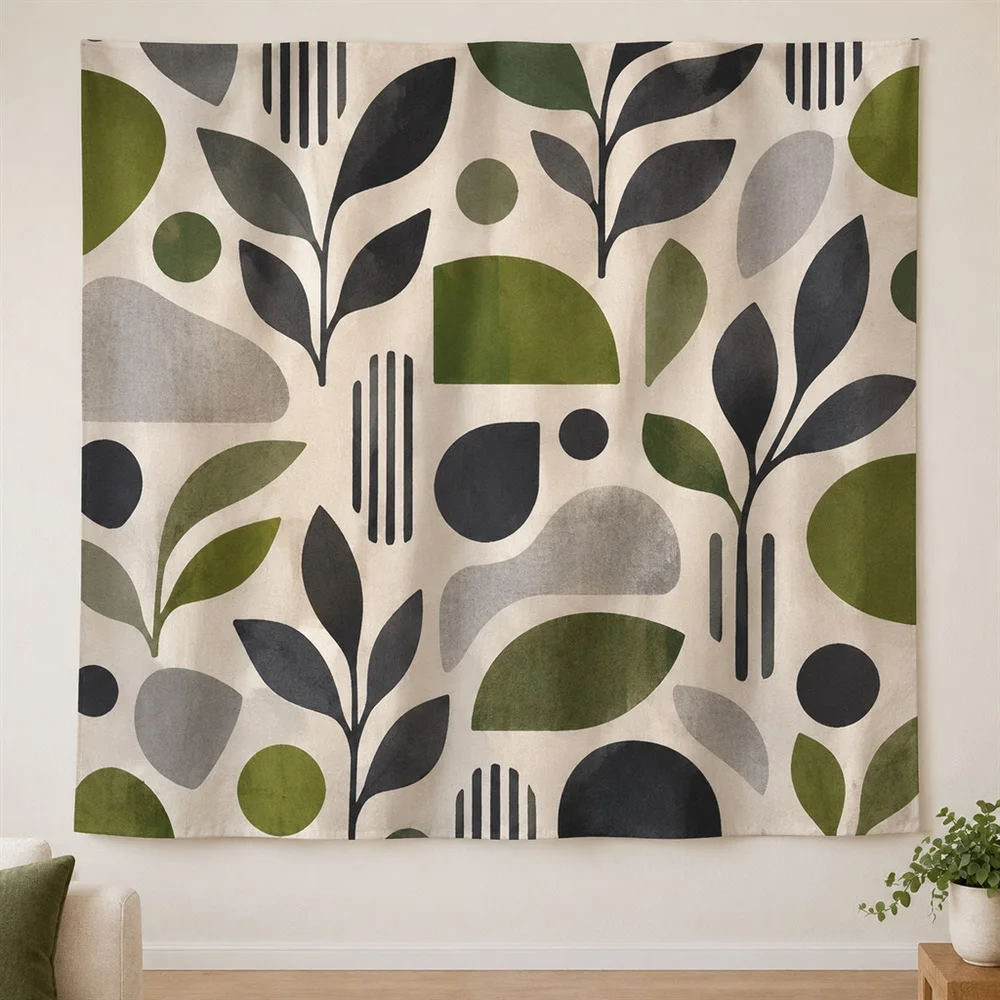 VIKAMA Minimal Geometry Allover Pattern Tapestry Wall Hanging, Modern Wall Art Tapestries for Bedroom Living Room Study Entryway