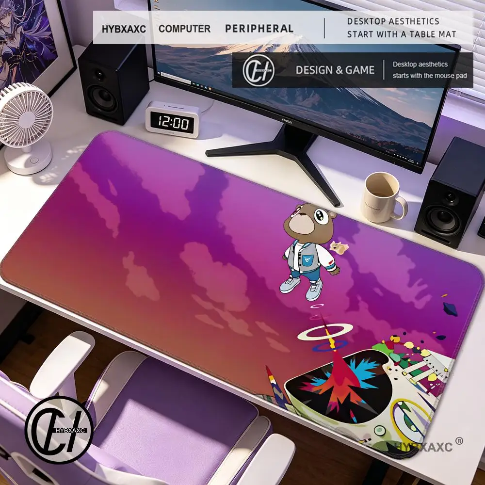 HYBXAXC Singer K-Kanye W-West Mauspad, rutschfeste Schreibtischunterlage, PC-Laptop-Zubehör, Gummitastatur, Gamer-Dekoration