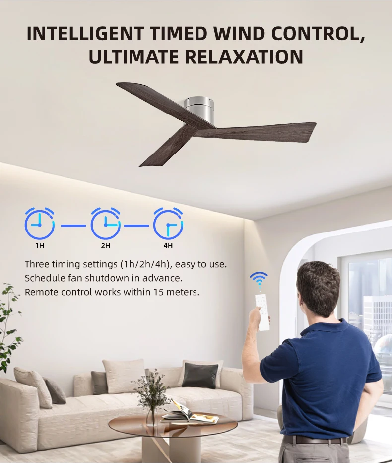 Retro Ceiling Fan for Home – 52-Inch DC Motor, No Light, Remote Control — detail 2