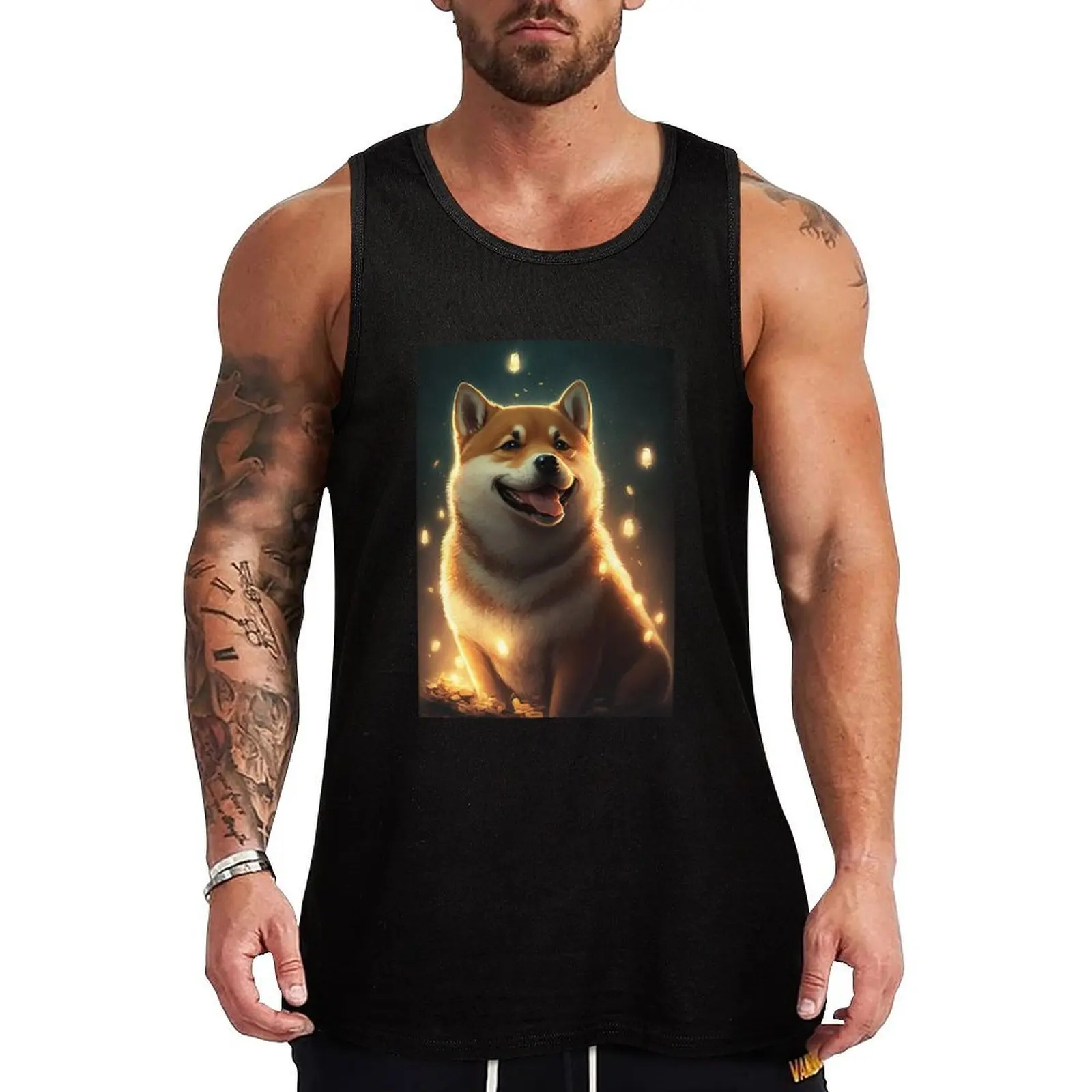 

Happy Shiba Inu Dog Tank Top Men's singlets Vest for boy basketball singlet for men