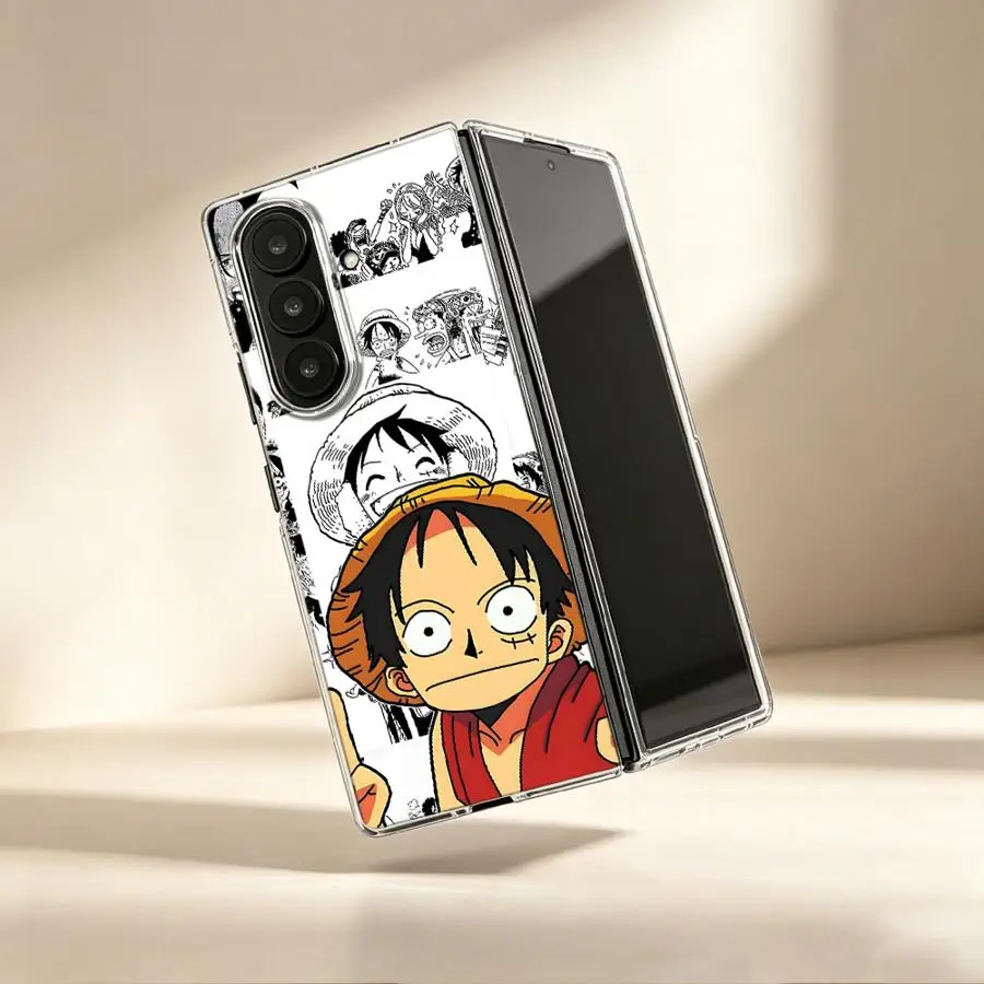 Case for Samsung Galaxy ZFold6 ZFold3 ZFold5 Z Fold 7 6 5 4 3 ZFold4 ZFold7 Transparent Soft Phone Cover Cute Luffy