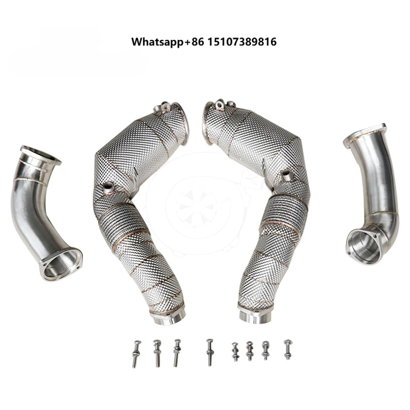 

Exhaust Catted Downpipe for M5 F90 S63M X5M (F95) X6M (F96) 2022+ Models with V8 Twin Turbo with Heat Shield
