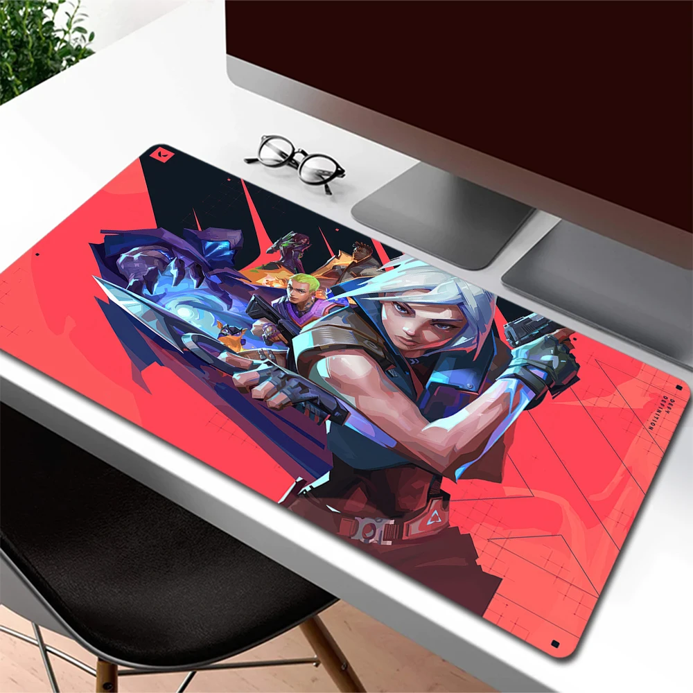 White Valorant Mouse Pad Gamer Professional Gaming Mousepad E-Sports Balance Mouse Mat High Elastic Non-slip Bottom Keyboard Pad