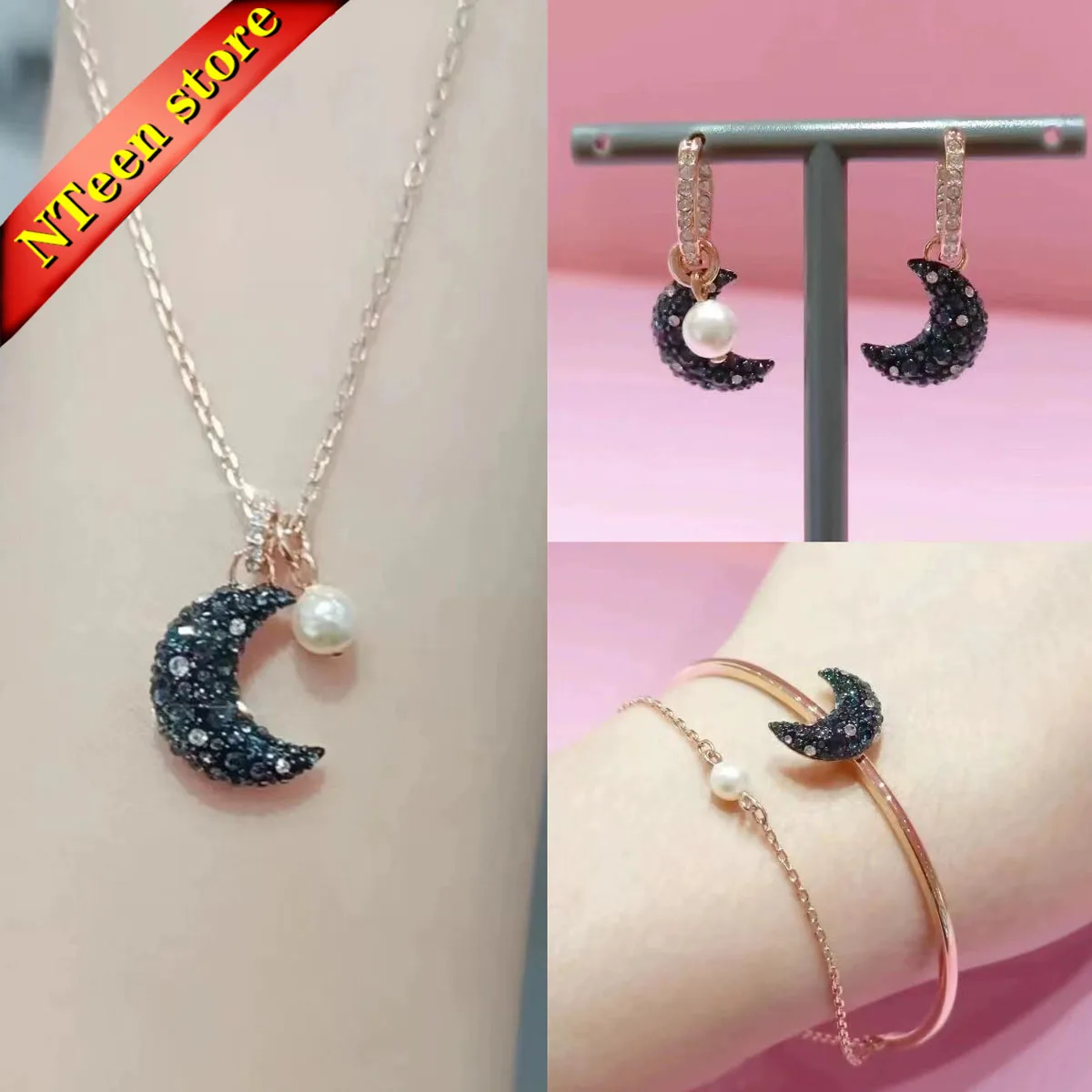 

Luna 2024 New Women's Jewelry Set Necklace Earrings Bracelet Ring High Quality Crystal Charm Gift Wholesale