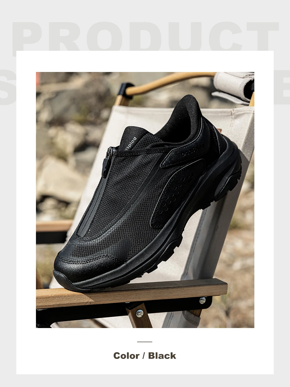 Baasploa Herren Trail Adventure Trainingsschuhe mit Seitenreißverschluss Outdoor-Fußbekleidung Atmungsaktive Reise-Sneaker Leichte Wanderschuhe – Detail 13