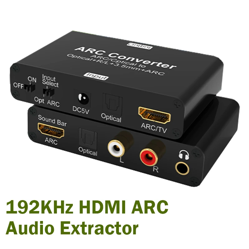 ARC Audio Extractor 192KHz HDMI ARC SPDIF Optical to Optical 3.5mm L/R Stero Extractor Digital to Analog Audio Converter for TV