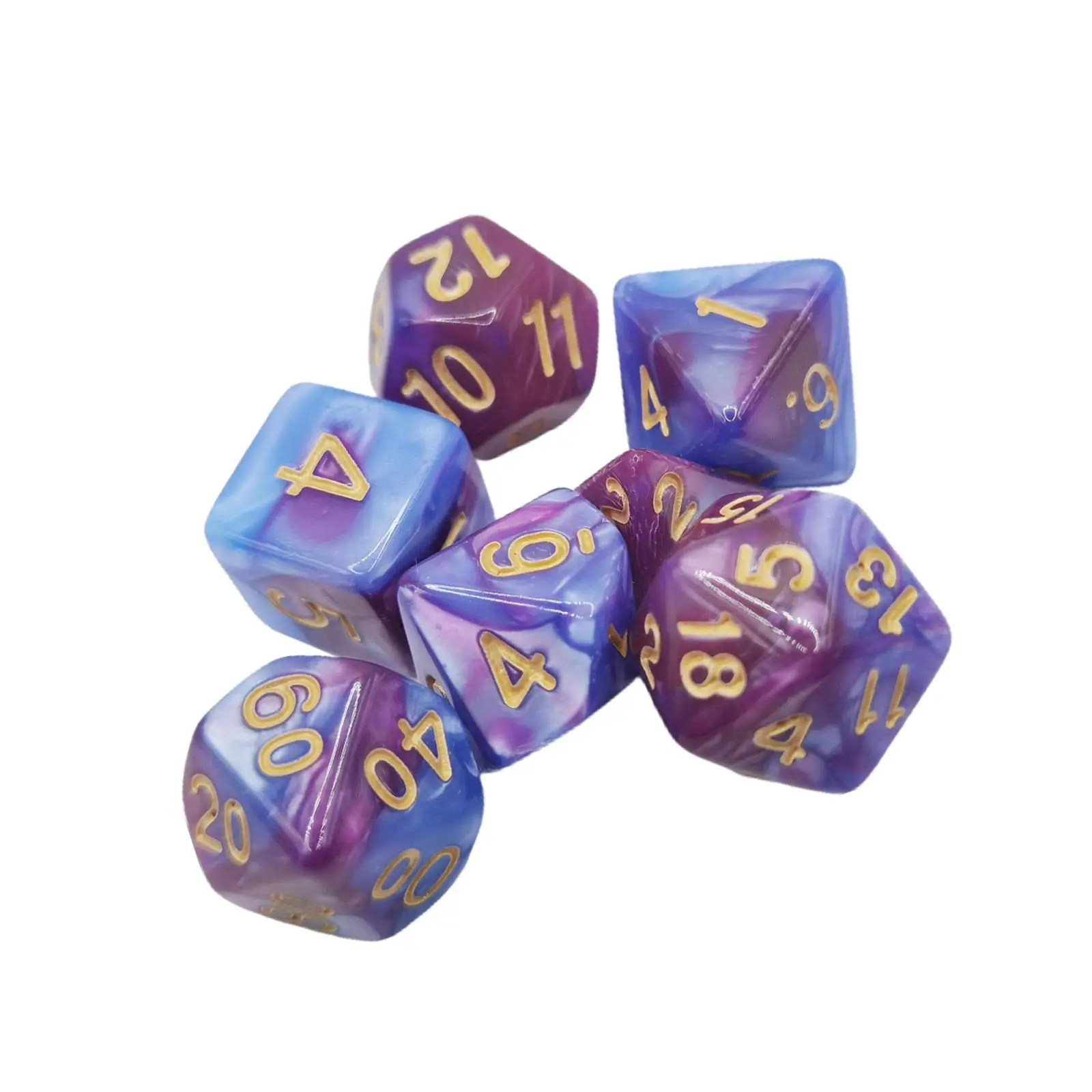 

7 Pieces Polyhedral Dice Set Round Corner Acrylic Bulk Dice D6 D4 D8 D10 D12 D20 for Role Playing Games