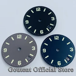 Goutent 28.5mm Sterile Black Blue Gray Watch Dial Fit NH35 NH34 Automatic Movement Green Luminous