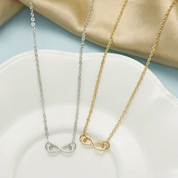 Minimalist Infinity Symbol Pendant Necklace for Women Delicate Silver Color Clavicle Chain Necklace Party Friendship Jewelry