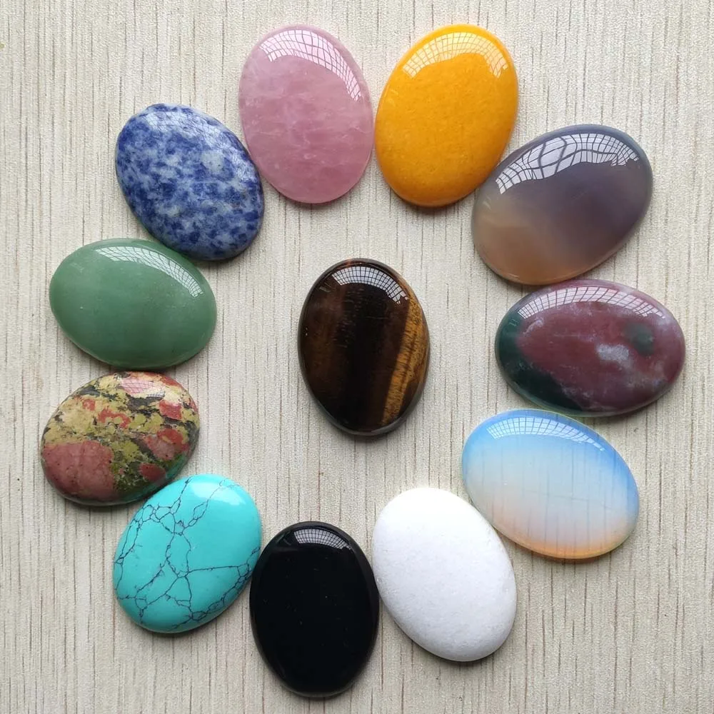 Wholesale 12pcs/lot fashion assorted natural stone mixed Oval CAB CABOCHON beads 30x40mm for DIY jewelry accessories making free