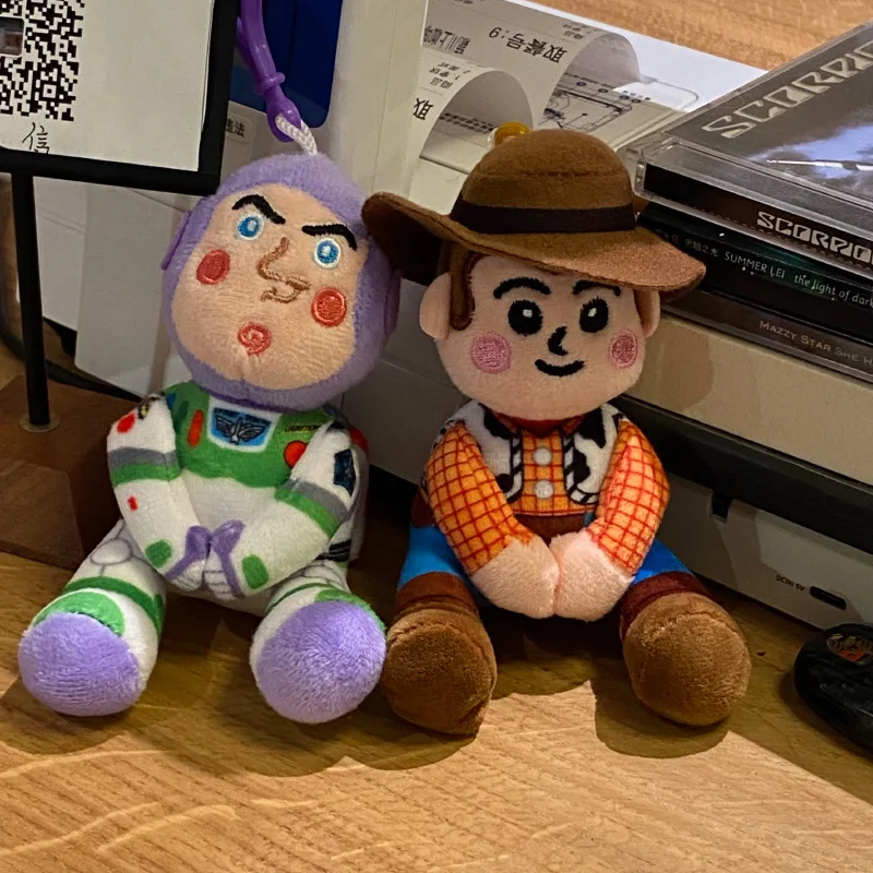 10Cm Toy Story Stuffed Toy Peripheral Doll Cute Woody Buzz Lightyear Bag Pendant Keychain Children's Ins Gift