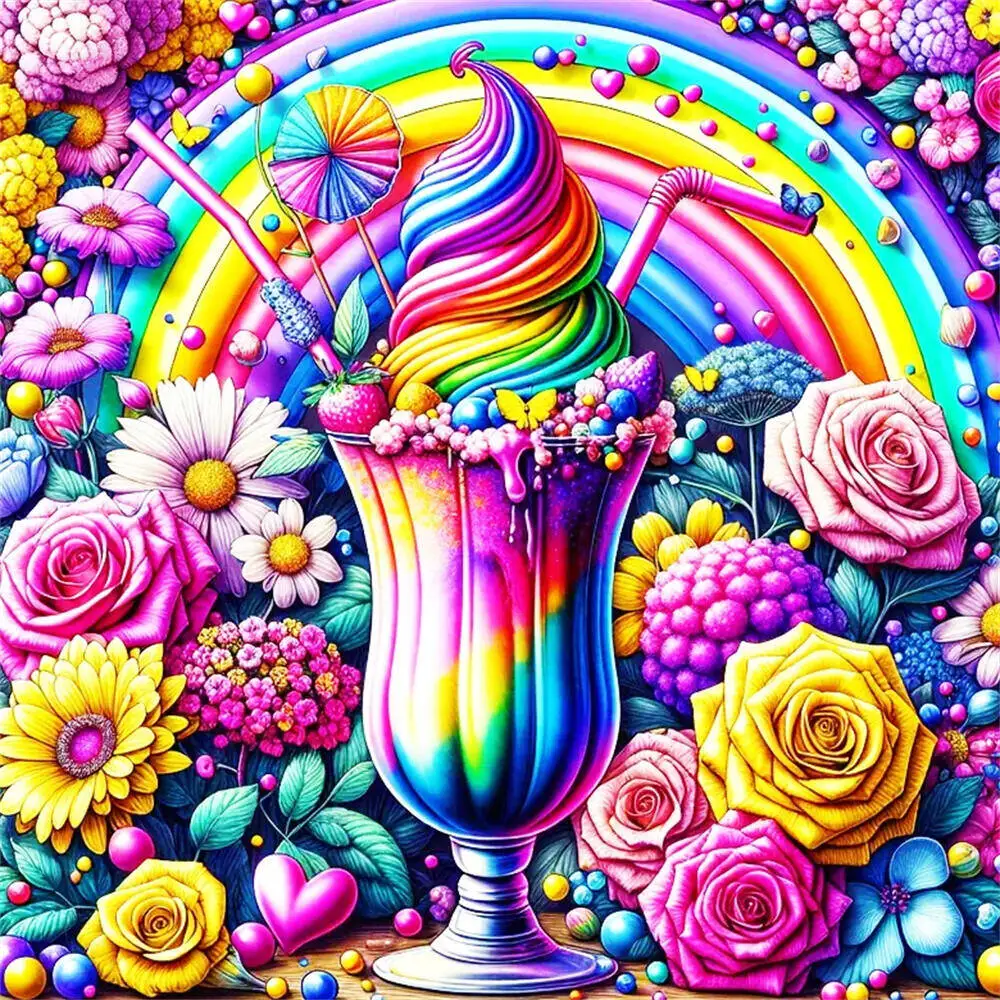 HUACAN Diamant Malerei Eis 5D voller Bohrer Stickerei Regenbogen Mosaik DIY Hobby geeignet für Erwachsene Anfänger Zimmer Dekor