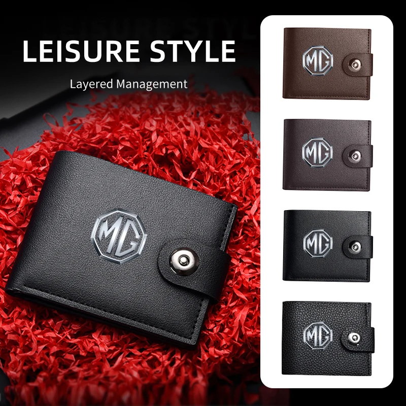 

Car Leather Men's Buckle Wallet ID Credit Card Holder Short Coin Purse For MG 6 3 5 7 TF ZR ZS HS GS GT Hector RX5 RX8 350 550