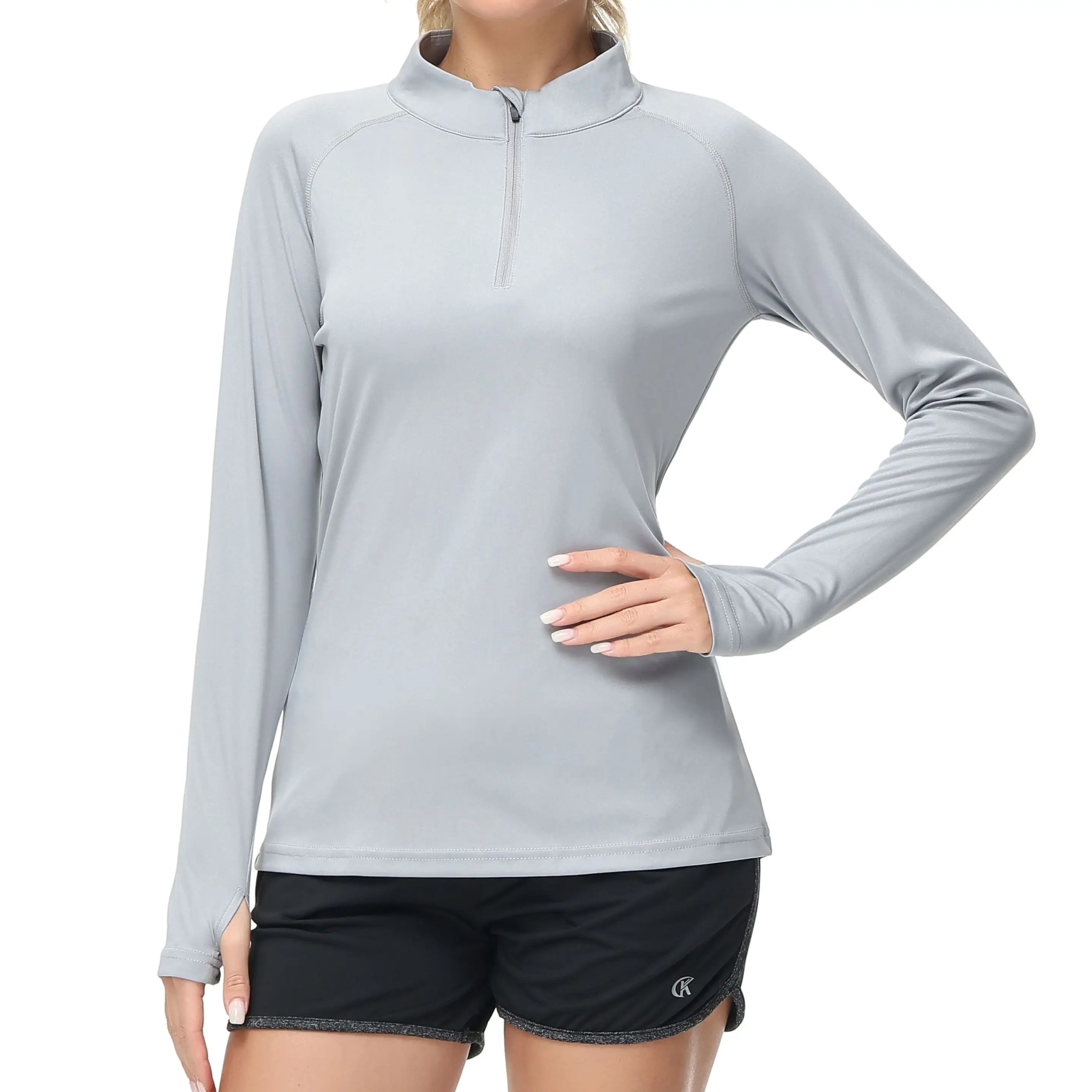 Women UPF 50+ Rash Guard Sport Shirt Lightweight Long Sleeve 1/4 Shirt Fishing Swim Workout Shirt Beach Outdoor SPF UV T-shirt