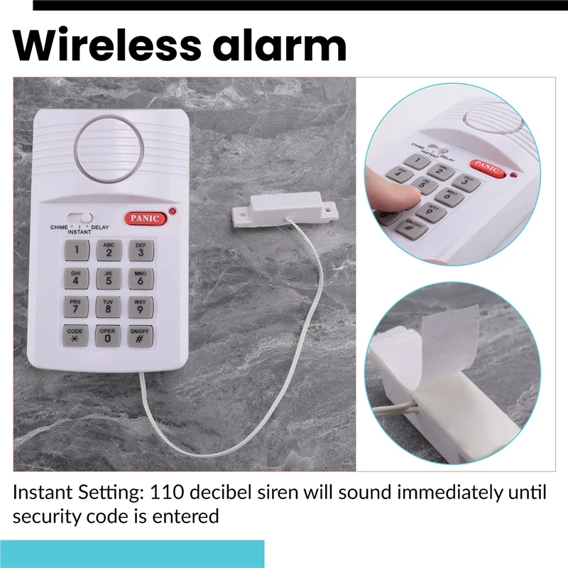 

B27B Loud Wireless Door Alarm Security Pin Panic Keypad For Home Office Garage Shed