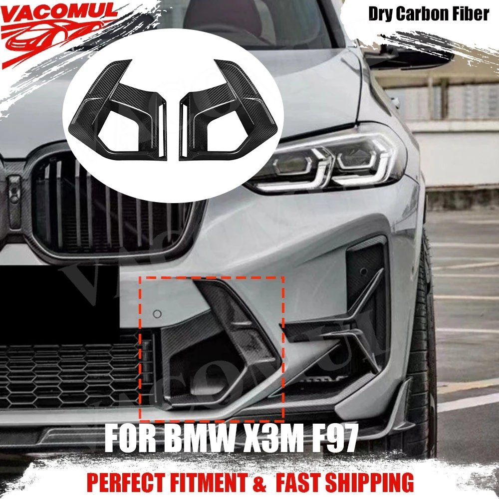 

VACOMUL для BMW X3M F97 2022+ Накладки на передний бампер из сухого карбона, дефлекторы воздухозаборников, спойлер, элементы обвеса, аксессуары для кузова автомобиля