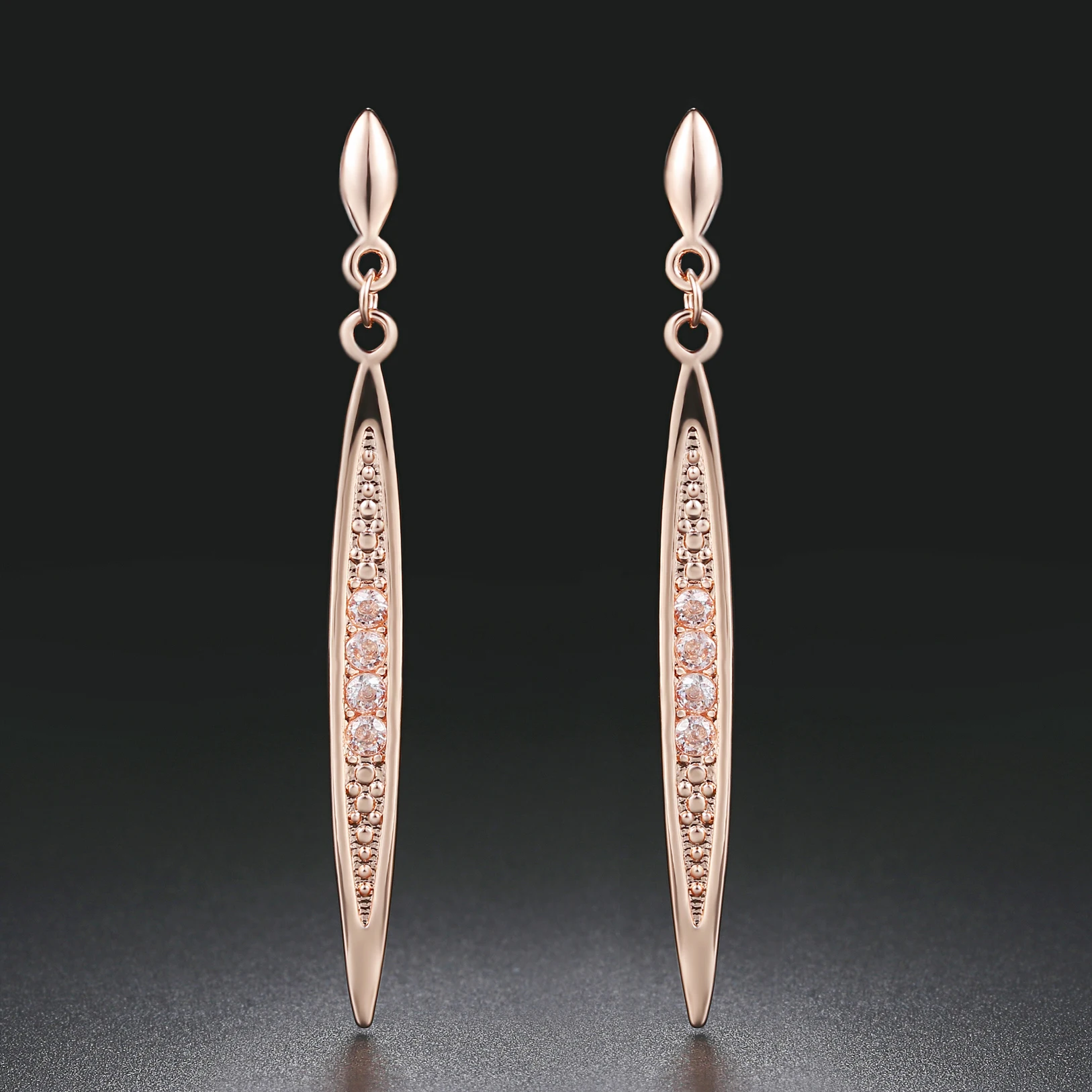 

New Fashion Vintage Earrings Rose Gold Color Austrian Rhinestone Bar Earrings For Women Brincos E055 E056
