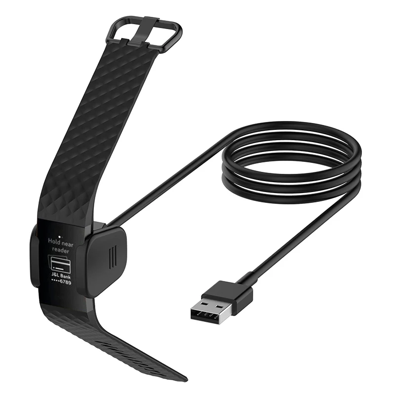 Cabo de carregamento USB para Fitbit Charge 3, Dock de carregamento rápido, Adaptador para Fitbit Charge 4, Power Clip