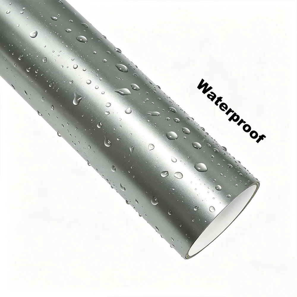 Air Bubble Free Matte Liquid Metal Silver PET Vinyl Wrapping Film Self Adhesive Color Change Car Sticker Waterproof Decal Fit